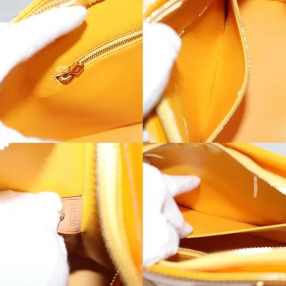 LOUIS VUITTON Monogram Vernis Houston Hand Bag Jaune M91121 LV Auth BA1348